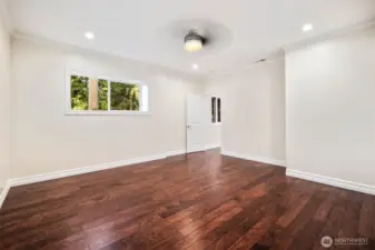 Large room on lower level.  See virtual stage for room ideas.