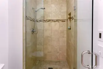 Primary bath has been updated with spacious shower