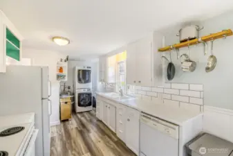 Stylish white cabinetry.