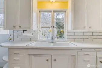 Subway tile backsplash.