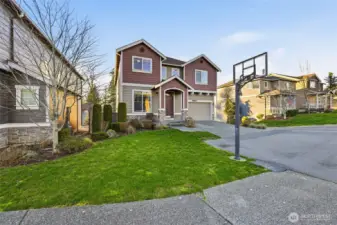Enjoy front yard basketball, pickleball, what ever you wish...without the fear of the ball rolling into the street above.