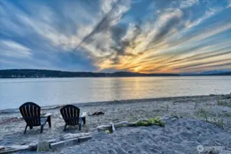 Golden hour views from your own sandy beach!