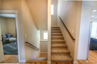 Stair leading down up to 3rd floor and down to entrance.