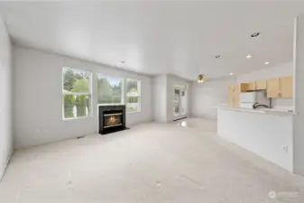 Great space. Family room with fireplace.