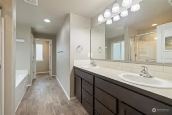 Primary Bathroom - Dual Sinks & Step-in Shower