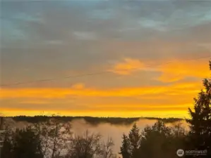 A sunrise view from the deck