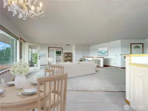 virtually staged living/dining/Kitchen
