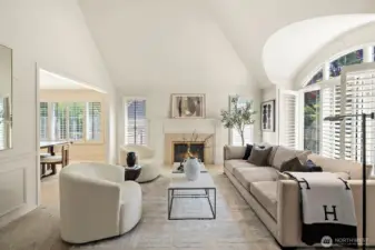 Living Room with wood burning fireplace