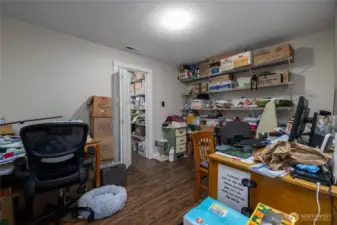 Bedroom #2 downstairs, currently set up as a craft room, has a large walk-in closet