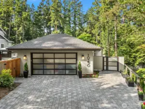 Newly finished oversized two car garage.