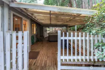 Private covered back porch hang out