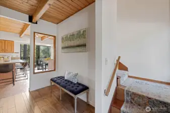 Seating area to take off shoes at entry