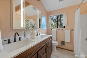 Upstairs bathroom with tub