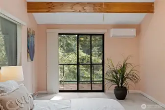 Upstairs bedroom with deck views