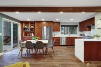 Beautifully remodeled eat-in kitchen.