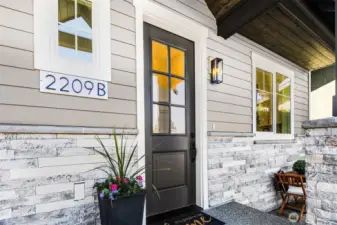 Covered front entry to home.