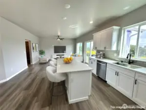 Beautiful Kitchen with large Island and granite countertops