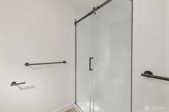 Frameless glass shower in primary ensuite