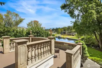 Serene patio overlooking Lake Washington
