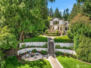 Landscape is just as charming as the interior with curvy pathways and well arranged lighting
