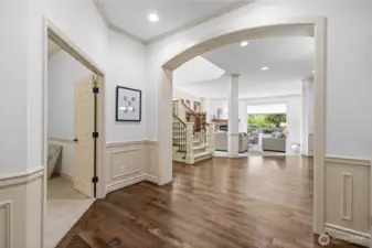 Inviting entry transitions seamlessly into open-concept living spaces.