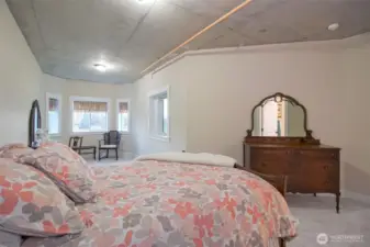 Lower level bedroom includes walk in closet and bathroom.