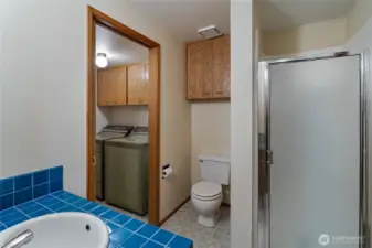 3/4 Bath downstairs with laundry room attached.