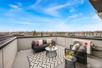 Walk up to the roof-top deck to beathe in the NW life!