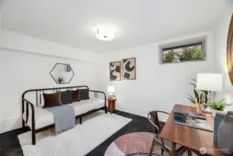 Back inside and in the lower level Flex Space. Office or bedroom or a combo of however you imagine.