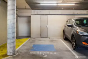 2 secure garage spots for unit and storage unit in front of spot #15