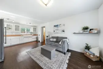 Enter your bright living & kitchen area