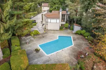 Birds eye view of the community pool.