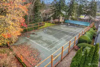 Community tennis court/pickleball court.