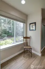 The dressing area then leads to bathroom.