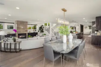 Modern wide plank light oak floors throughout the home.