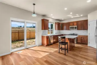 Roomy kitchen from living room