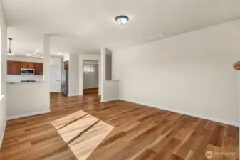 Living room looking back to kitchen