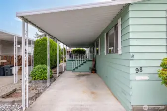 A very deep carport allows for extra covered parking