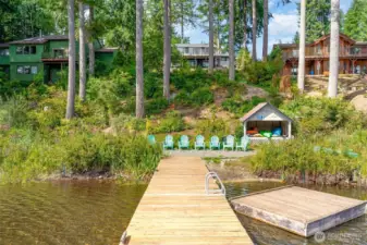 Private dock (secured into lakebed, not floating) + extra floating dock (add a slide!!)