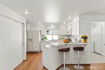 Virtually Staged Kitchen and eating bar