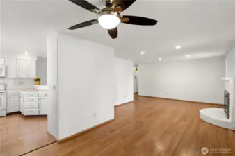 View of the dining room open to the living room.