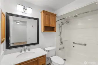 Updated Primary Bathroom with large easy access shower.