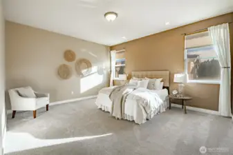 Primary Suite - new carpet, 9' ceiling and lots of natural light