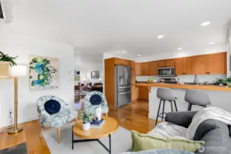 Kitchen opens directly to the family room, creating a connected and functional gathering space.