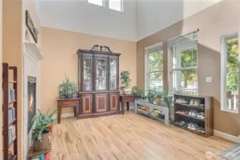 Formal Living room has 15 feet cathedral ceiling
