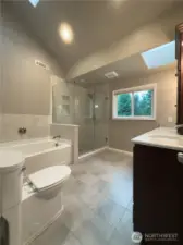 Primary ensuite, large with lots of light & high ceilings.