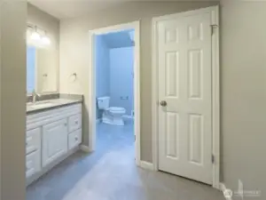 2nd floor full bath with privacy & lots of storage.