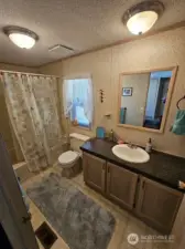 Lots of room on the vanity in the ensuite bathroom.