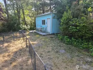 ADU and storage shed just steps from the house with electricity and plumbed for future bathroom fixtures.