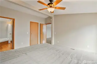 primary bedroom with walk in closet